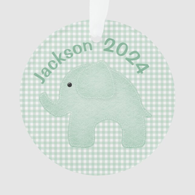 Ornamento Xadrez Verde Elefante Gingham - Enfermeiro Persona (Frente)