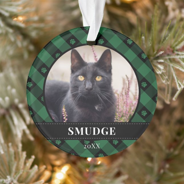 Ornamento Xadrez Verde Imprime Foto Pet (Árvore)