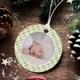 Ornamento Xadrez Verde Tartan Foto de Natal