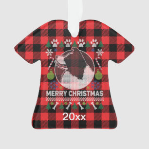Ornamento Xadrez Vermelha do Sweater de Natal Feio