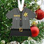 Ornamento Xerife Negro Personalizado Uniforme<br><div class="desc">Divertido,  personalizado xerife do condado.</div>