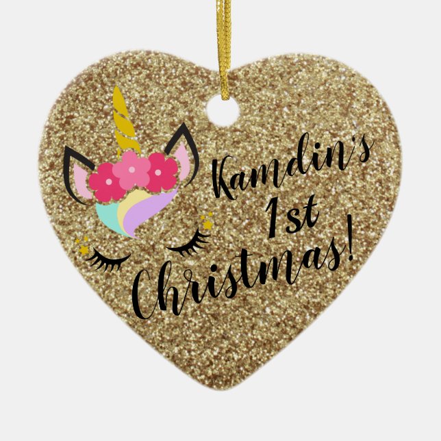 Ornamento XMAS de Glitter Dourado Personalizado do (Frente)