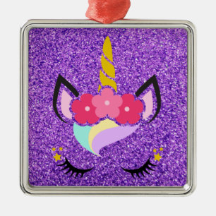 Ornamento XMAS de Glitter Roxo Personalizado do Un