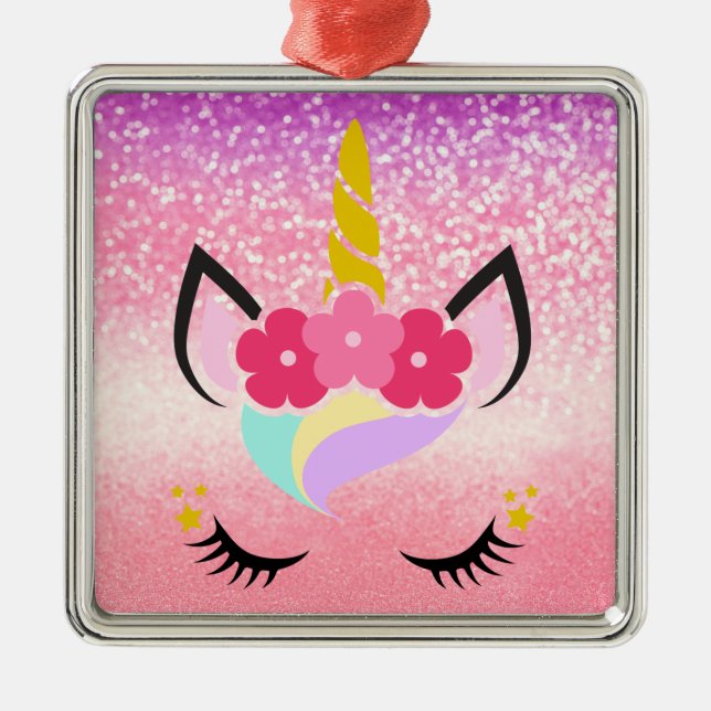 Ornamento XMAS de Ombre Personalizado do Unicorn (Frente)