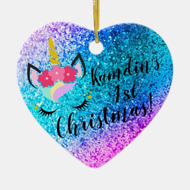 Ornamento XMAS de Ombre Personalizado do Unicorn (Frente)