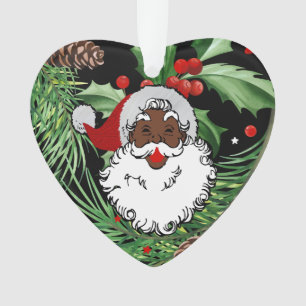 Ornamento xmas holly black santa claus