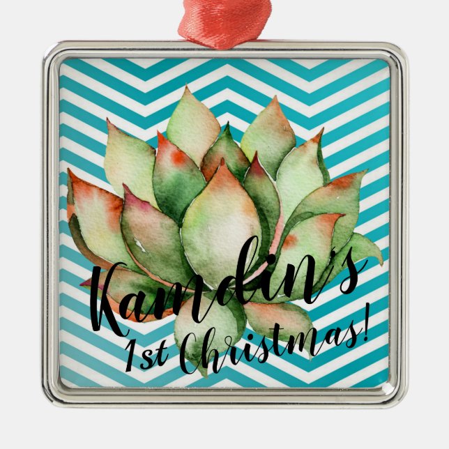 Ornamento XMAS Personalizado Boho Cactos Cactus Su (Frente)