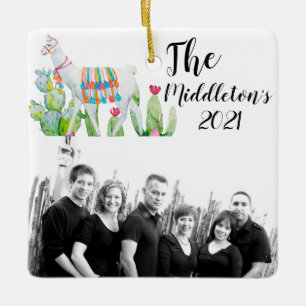 Ornamento XMAS Personalizado Boho Llama Bohemian C