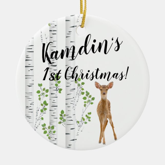 Ornamento XMAS Personalizado Deer Doe Buck Forest  (Frente)