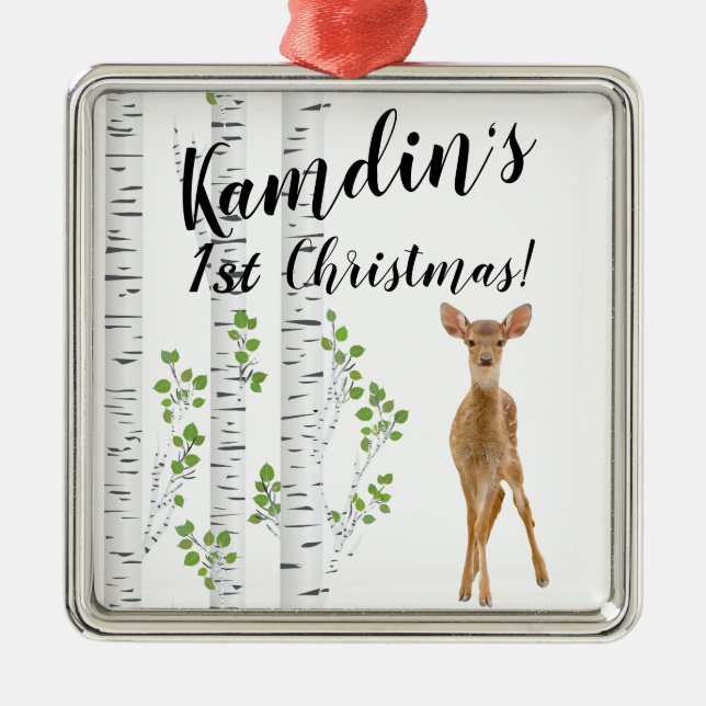 Ornamento XMAS Personalizado Deer Doe Buck Forest  (Frente)