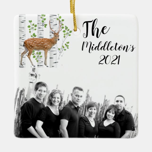 Ornamento XMAS Personalizado Deer Doe Buck Woodlan (Frente)