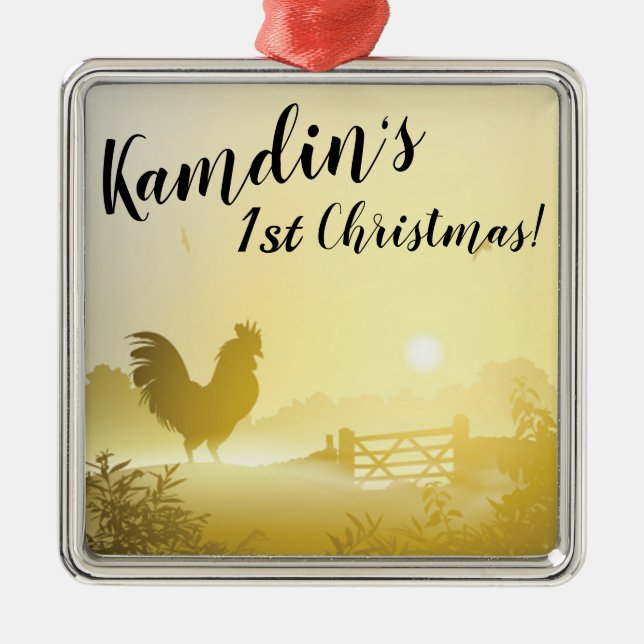 Ornamento XMAS Personalizado Fazenda Sunny Morning (Frente)