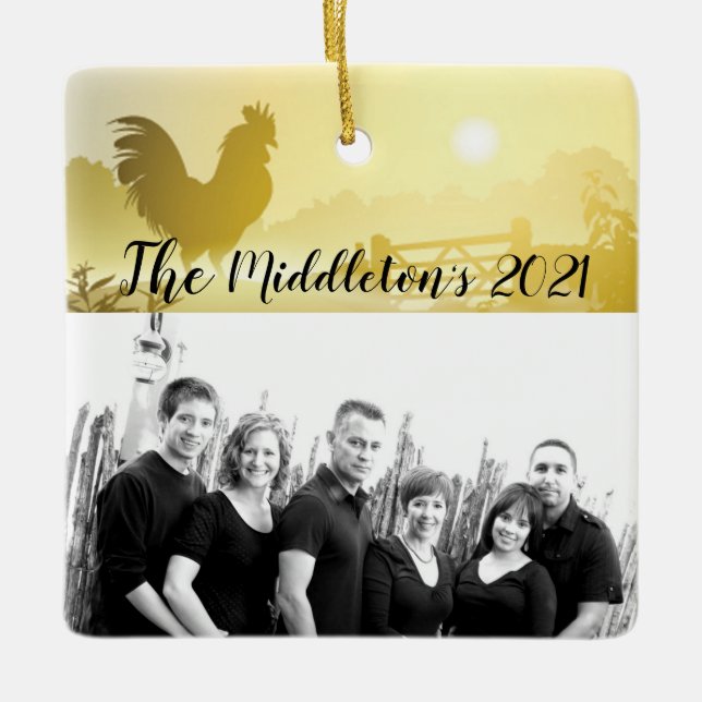 Ornamento XMAS Personalizado Fazenda Sunny Morning (Frente)