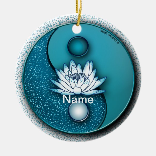ornamento Yin Yang Lotus Azul (Frente)