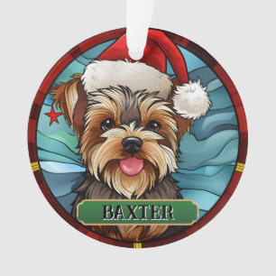 Ornamento Yorkie de vidro isolado personalizado
