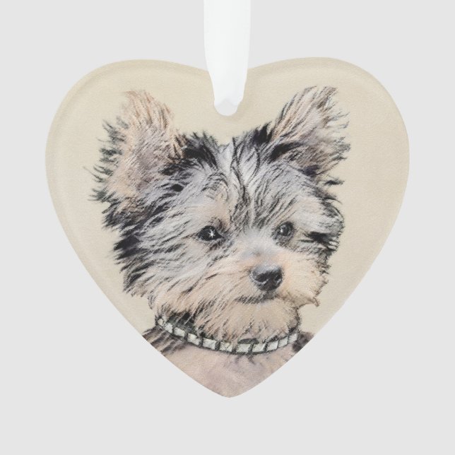 Ornamento Yorkshire Terrier Puppy Pintura Original (Frente)