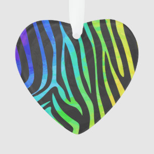Ornamento Zebra Black e Rainbow Impressão