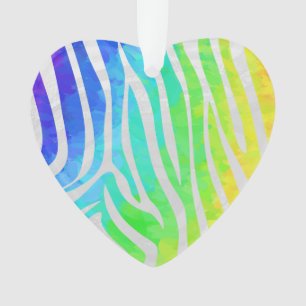 Ornamento Zebra Rainbow e White Impressão