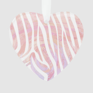 Ornamento Zebra rosa e Impressão branca