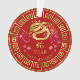 Ornamento Zodiac Cobra vermelho/Dourado ID542 chinês