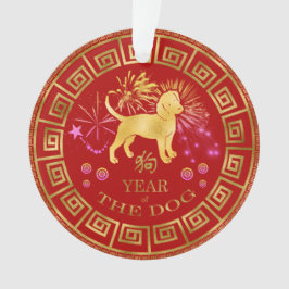 Ornamento Zodiac Dog Red/Dourado ID542 chinês