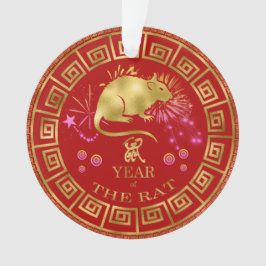 Ornamento Zodiac Rat Red/Dourado ID542 chinês