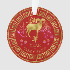 Ornamento Zodiac Sheep Red/Dourado ID542 chinês