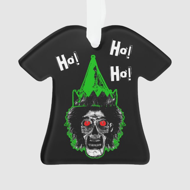 Ornamento Zombie! Ho! Ho! em preto (Frente)