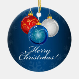 Ornamentos Azuis Brancos Patrióticos Feliz Natal