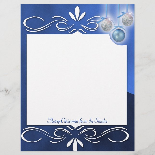 Ornamentos Azuis e Prateados em Azul (Frente)