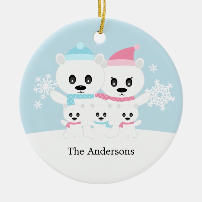 Ornamentos da Família Polar Bear (Frente)