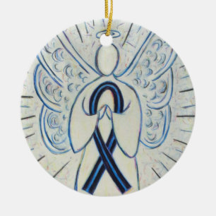 Ornamentos de Anjo de Fita de Consciência Azul e P