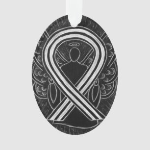 Ornamentos de anjo de fita de sensibilização em