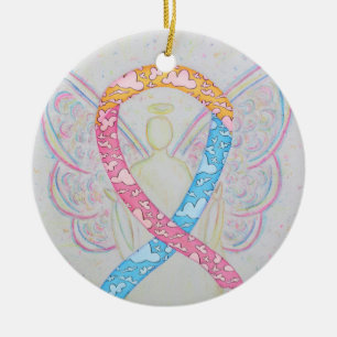 Ornamentos de Arte Anjo da Fita de Sensibilizaçã