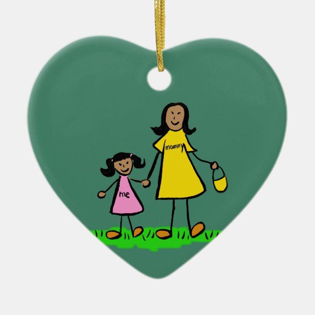 Ornamentos de Arte Familiar Personalizada da Mãe e (Frente)