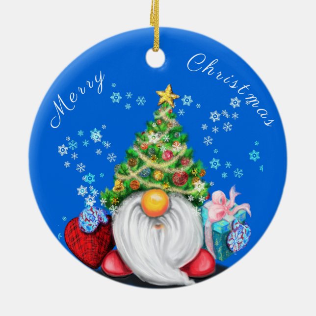 Ornamentos de Árvore de Natal Gnomos com presentes (Traseira)