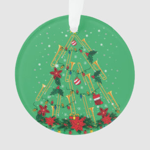 Ornamentos de Árvore de Natal Trombone Banda de Mú