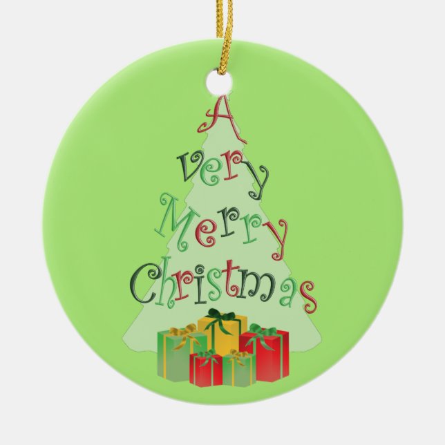 Ornamentos de Árvore Feliz de Natal (Frente)