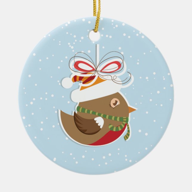 Ornamentos de Árvores de Natal de Pássaro de Neve  (Frente)