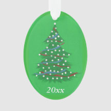 Ornamentos de Árvores de Natal Patriótico Azul Bra