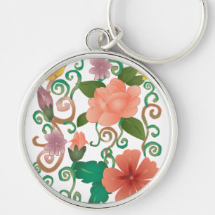 Ornamentos de espiral floral Chaveiro