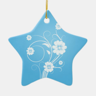 Ornamentos de Estrelas Personalizadas Flores Branc