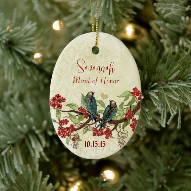 Ornamentos de Madrinhas de casamento de aves Red V (Árvore)