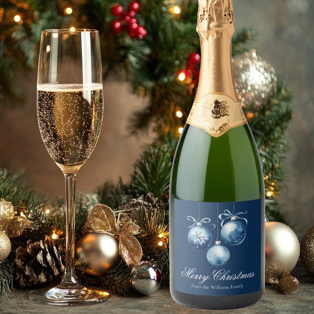 Ornamentos de Natal de Chic Blue Merry Personaliza (Criador carregado)