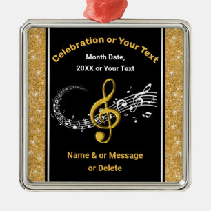 Ornamentos de Notas de Música Personalizada Preta 