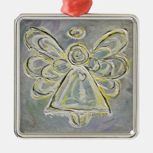 Ornamentos de Prata e Anjos Brancos