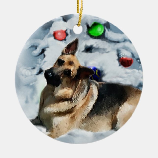 Ornamentos de presentes de Natal german shepherd (Frente)