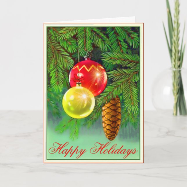 Ornamentos Em Um Cartão De Saudação Personalizado  (Frente)