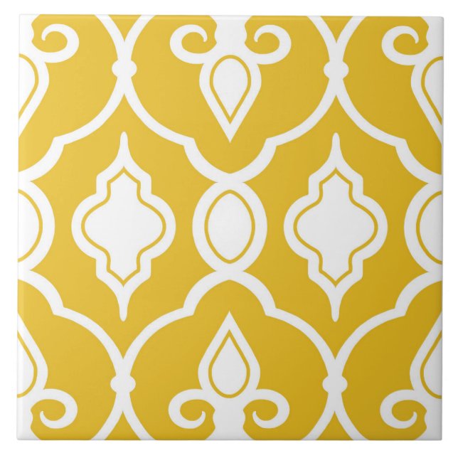 ornamentos modernos, amarelo mostarda, branco, pad (Frente)