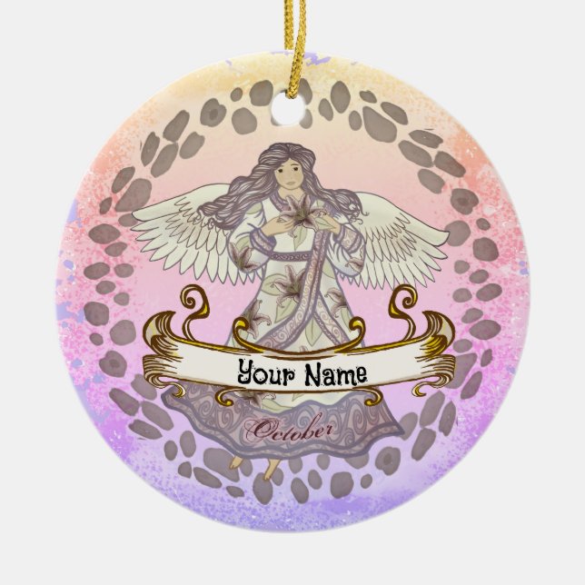 ornamentos personalizados de aniversário do Anjo d (Frente)